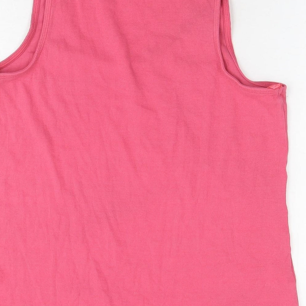 Marks & Spencer Womens Pink Cotton Basic Tank Size 16 Scoop Neck