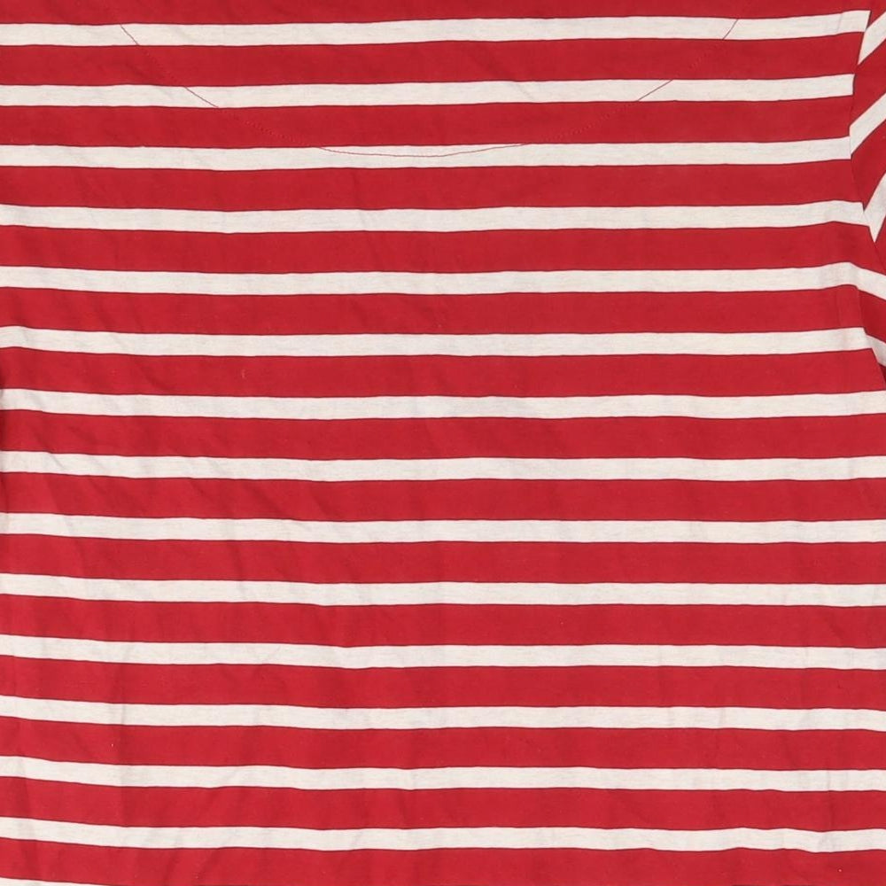NEXT Womens Red Striped Cotton Basic T-Shirt Size 10 Round Neck - What the elf?