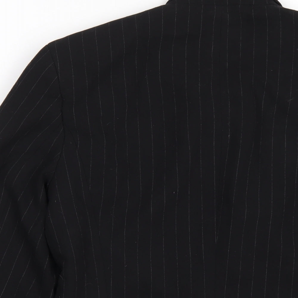 Marks & Spencer Womens Black Striped Jacket Blazer Size 12 Button