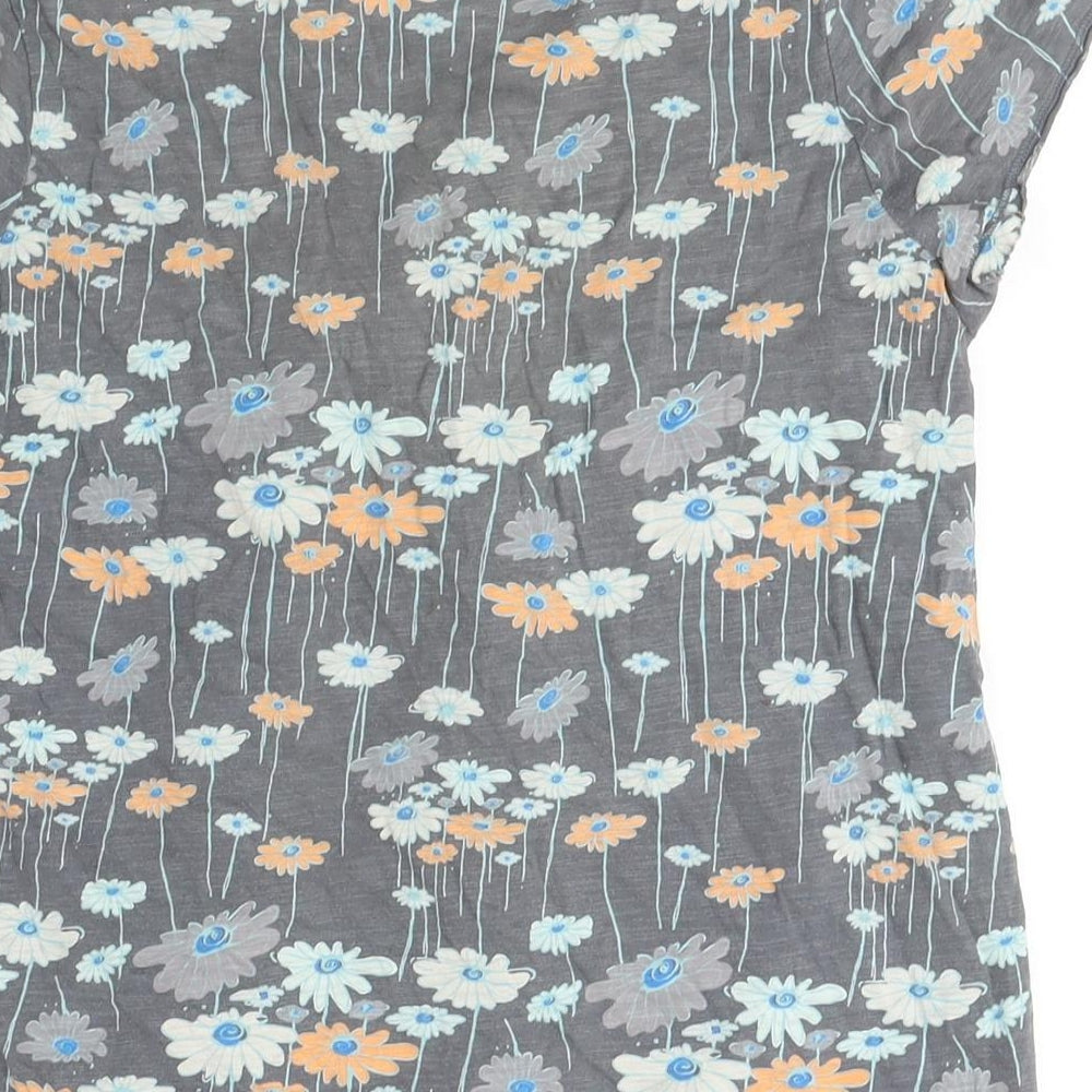 C&A Women's Floral Grey T-Shirt M