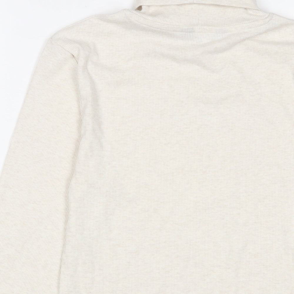 Marks & Spencer Womens Beige Polyester Basic T-Shirt Size 10 Roll Neck