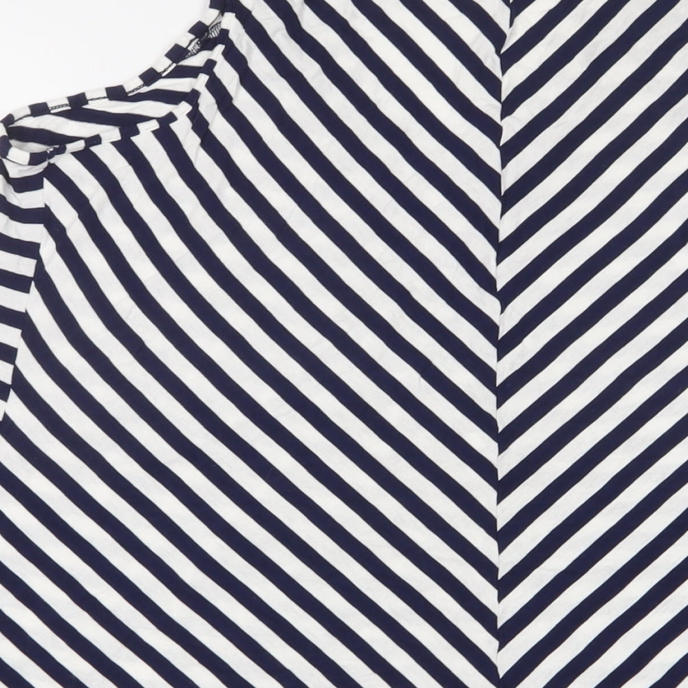 Marks & Spencer Womens Blue Striped Viscose Tunic Tank Size 16 V-Neck