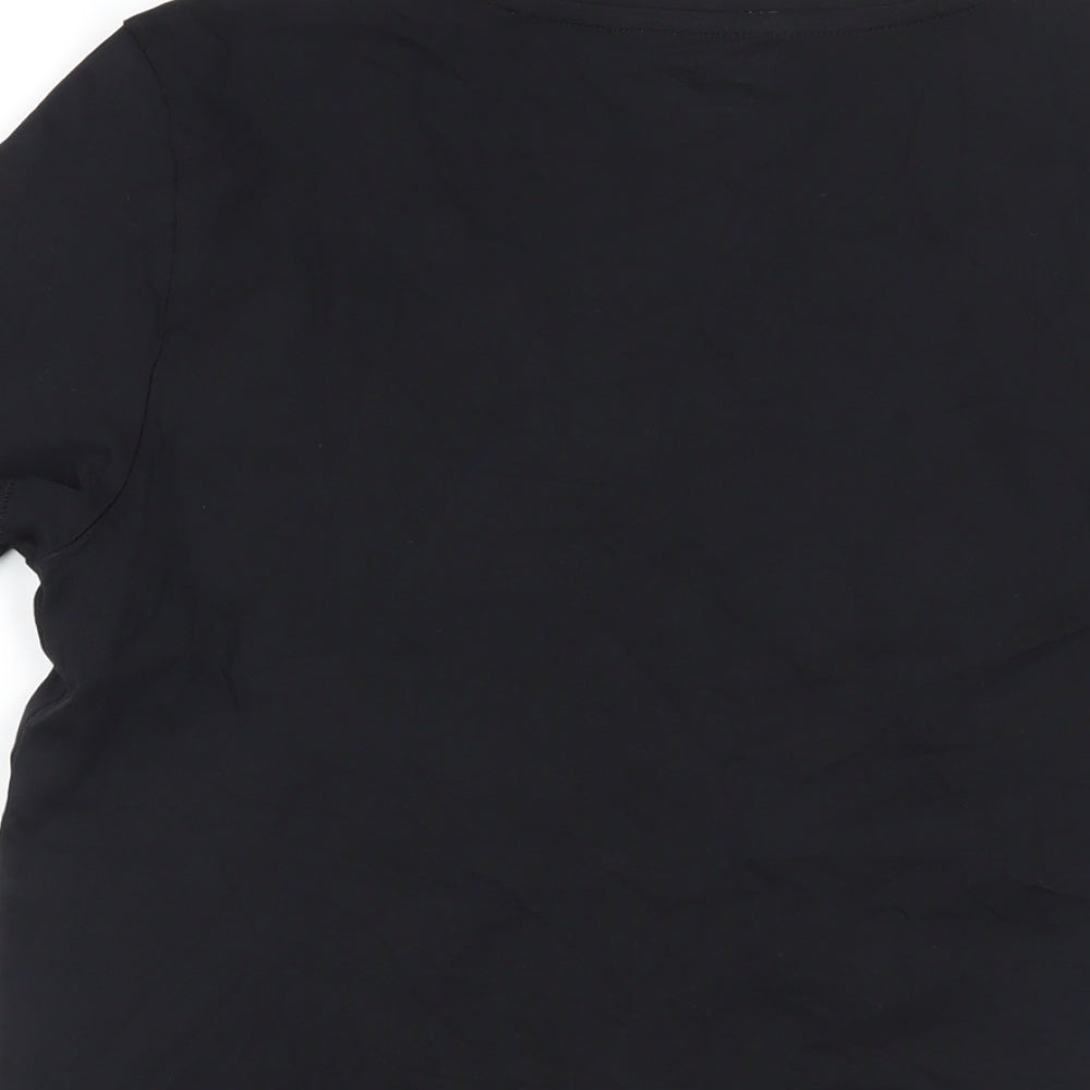 Marks & Spencer Womens Black Cotton Basic T-Shirt Size 6 V-Neck