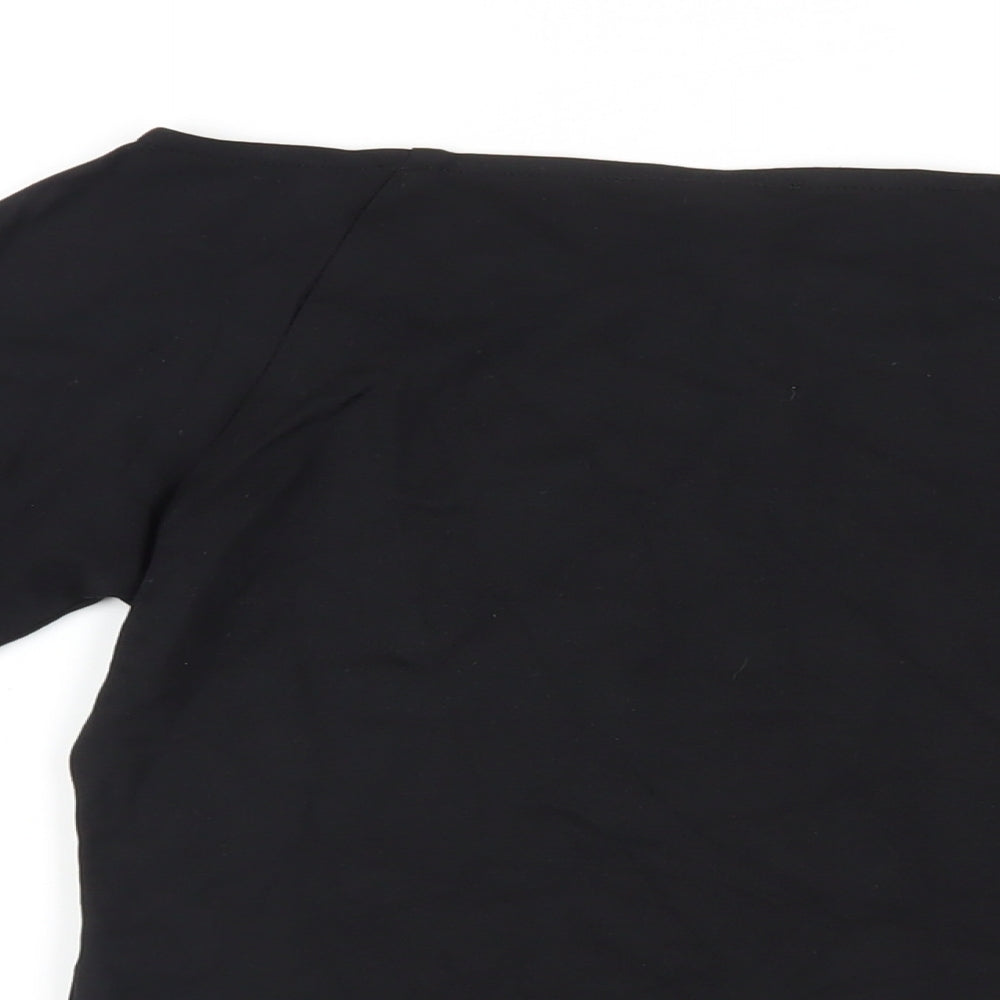 Marks & Spencer Womens Black Viscose Basic Blouse Size 14 Off the Shoulder - Flare Sleeves