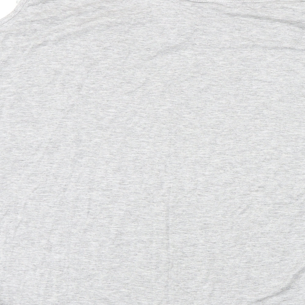 Next Womens Grey 100% Cotton Cropped T-Shirt Size 8 Boat Neck - Cold shoulder, animal print