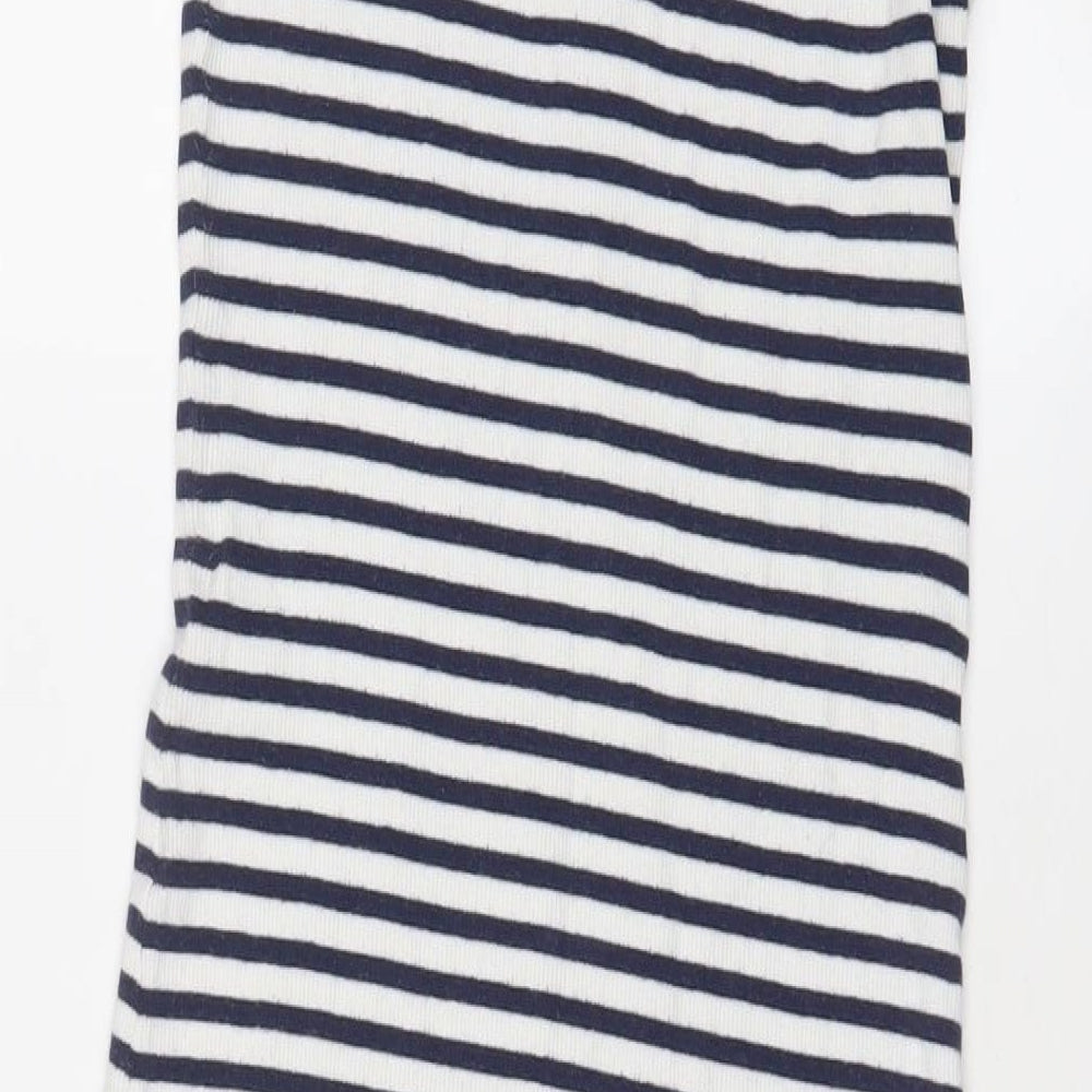 Brave Soul Womens Blue Striped Cotton Bodycon Size S Scoop Neck Pullover