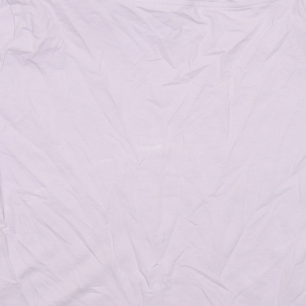 Mango Womens Purple Cotton Basic T-Shirt Size S Crew Neck