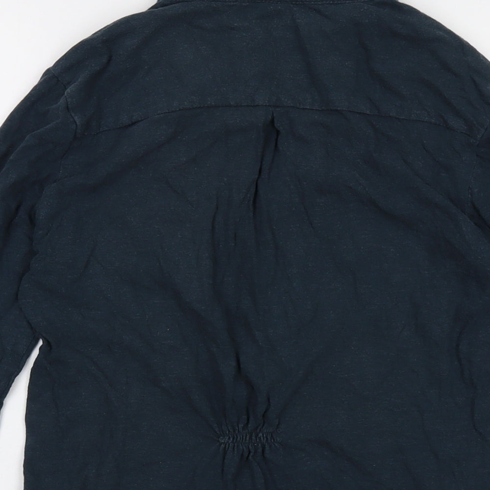 Mistral Womens Blue Cotton Basic Blouse Size 10 Collared