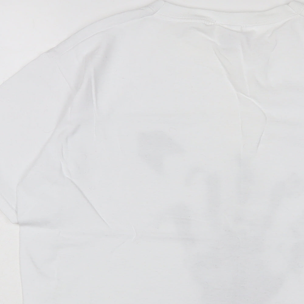 Freedome Womens White Cotton Basic T-Shirt Size S Crew Neck