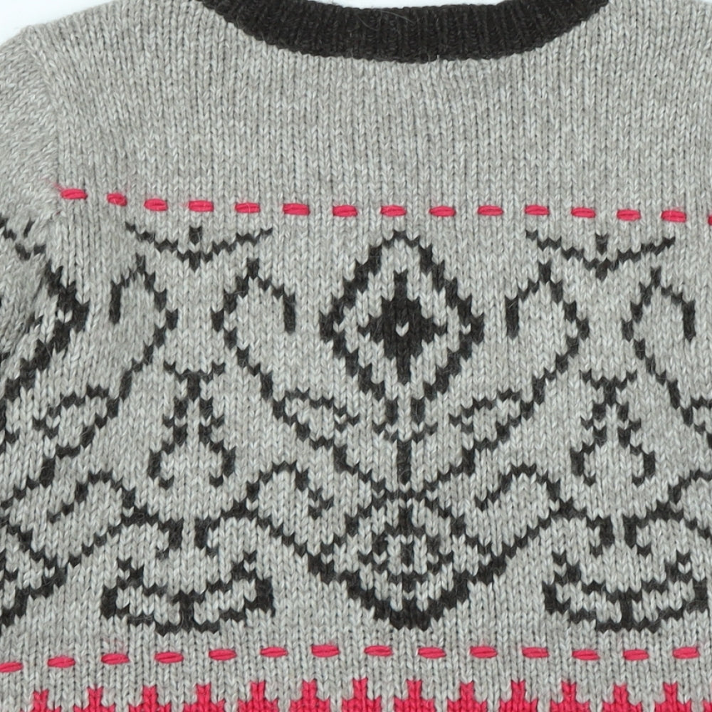 Indigo Womens Brown Crew Neck Fair Isle Acrylic Pullover Jumper Size 12