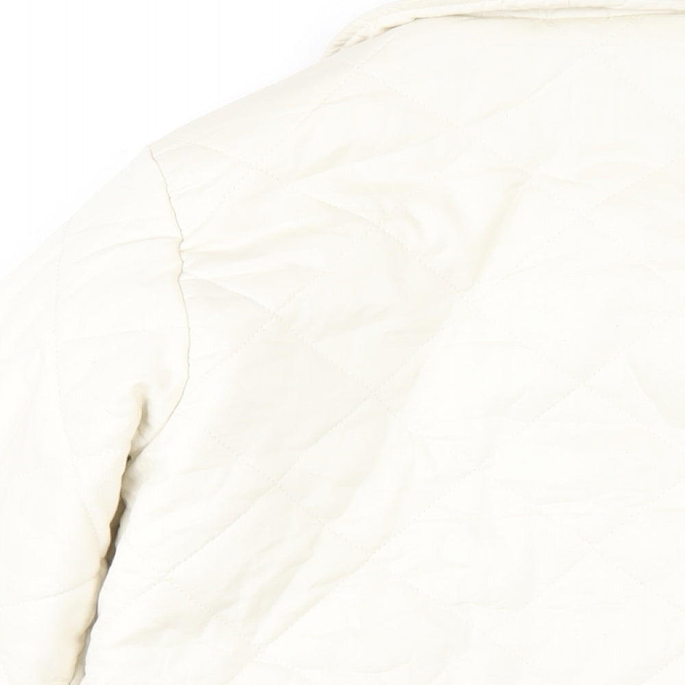 Monki Womens Ivory Quilted Coat Size XS Button