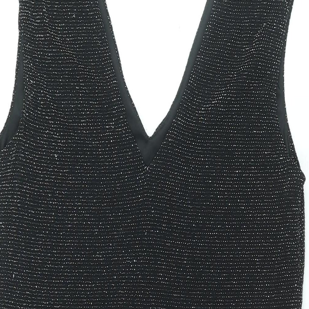 New Look Womens Black Polyester Bodycon Size 16 V-Neck Pullover