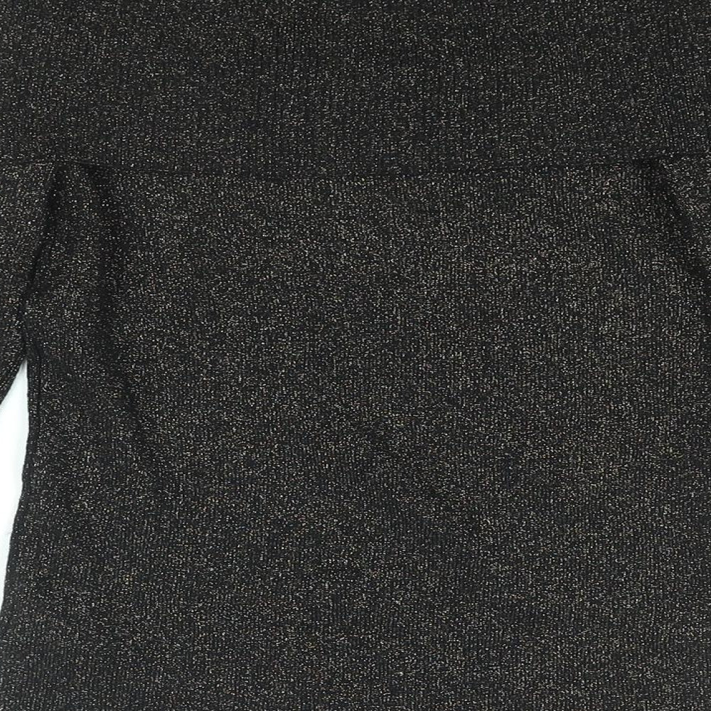Oasis Womens Black Viscose Basic T-Shirt Size S Off the Shoulder