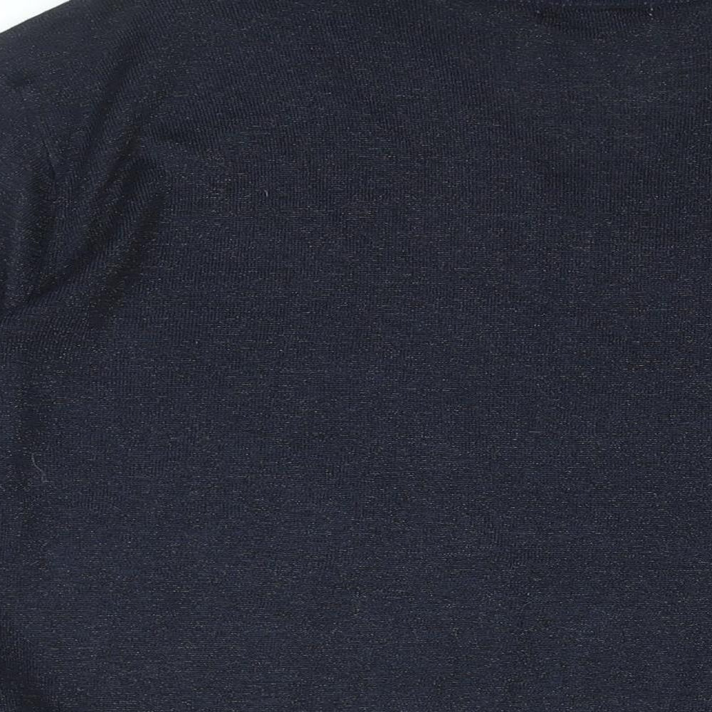 H&M Womens Blue V-Neck Viscose Pullover Jumper Size M - Glitter Detail