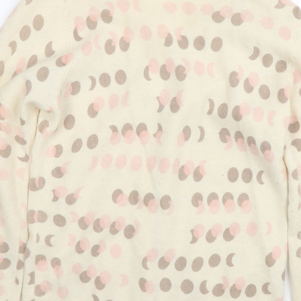 RJR.John Rocha Womens Beige V-Neck Polka Dot Wool Cardigan Jumper Size 8