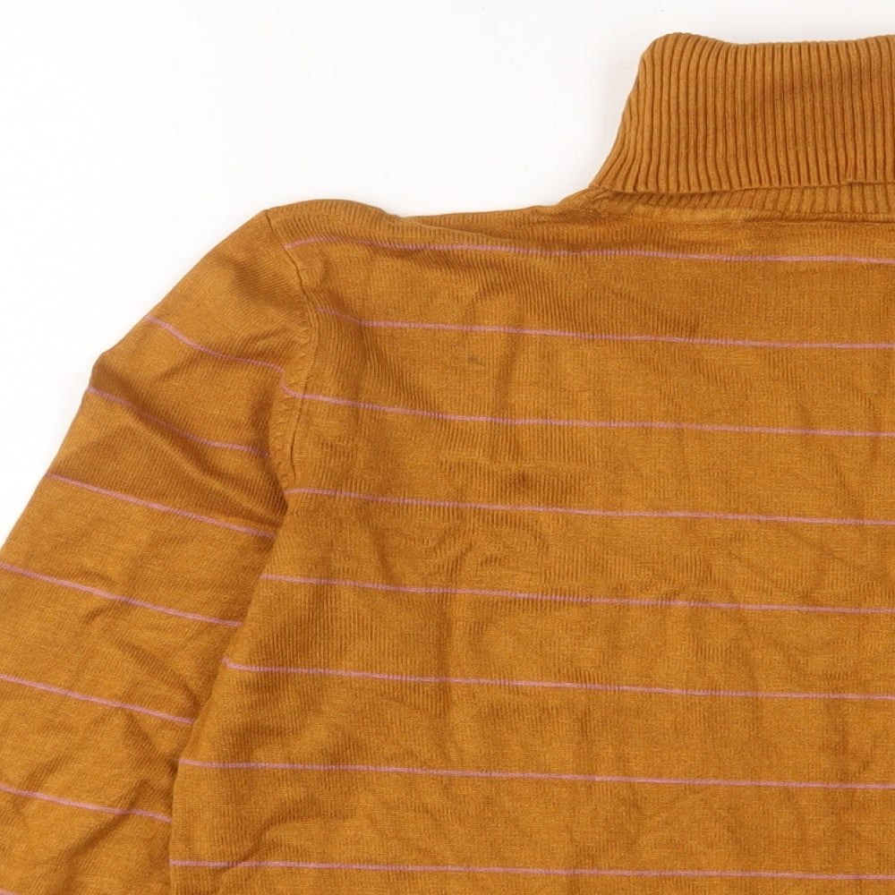 Saint Tropez Clothing Womens Brown Roll Neck Striped Viscose Pullover Jumper Size L