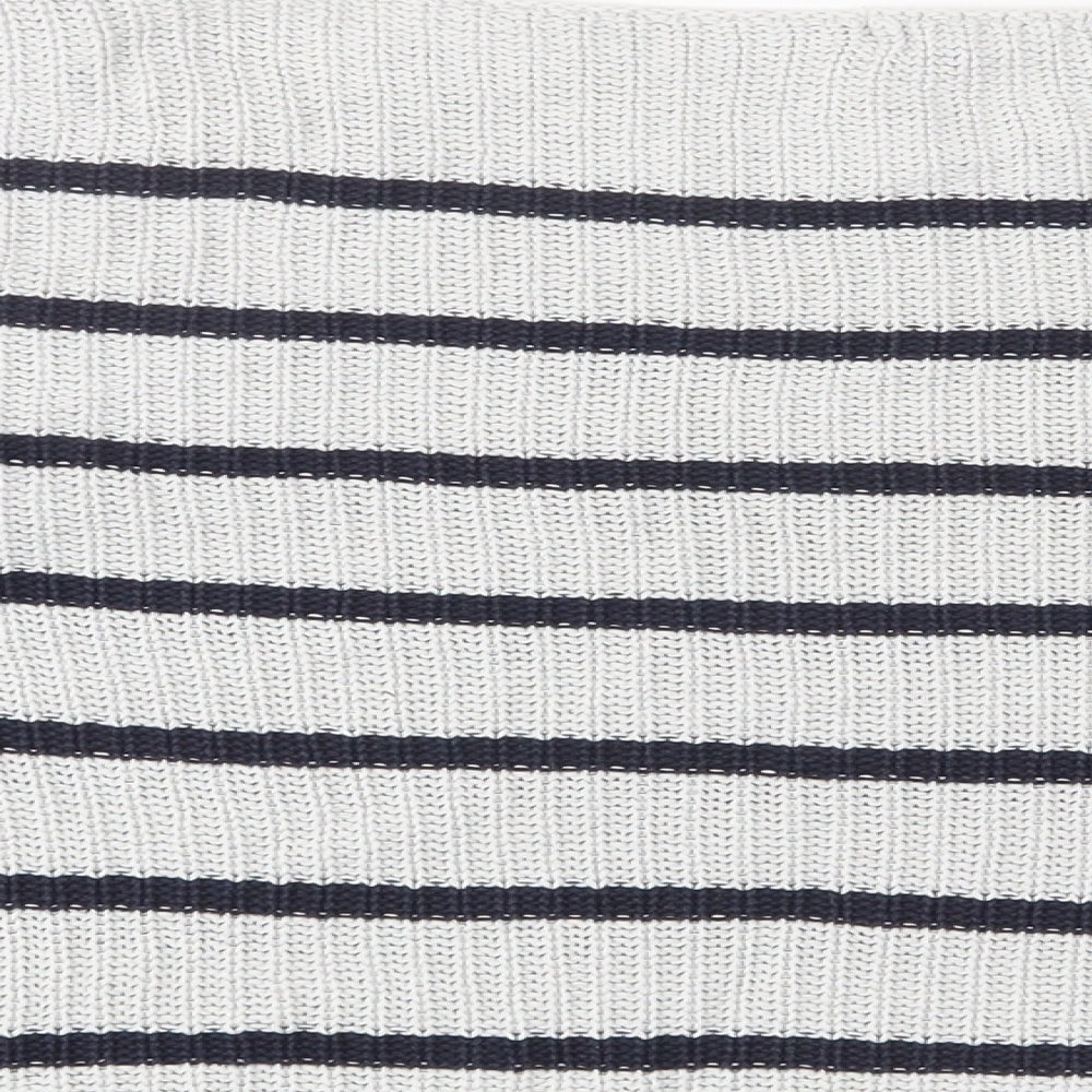 H&M Womens Grey Boat Neck Striped Cotton Pullover Jumper Size M