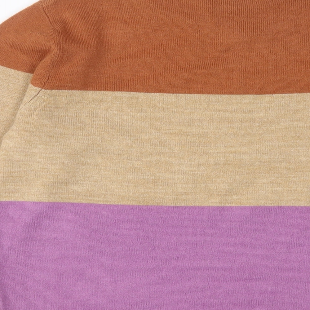 Marks & Spencer Womens Multicoloured Crew Neck Striped Acrylic Pullover Jumper Size 10