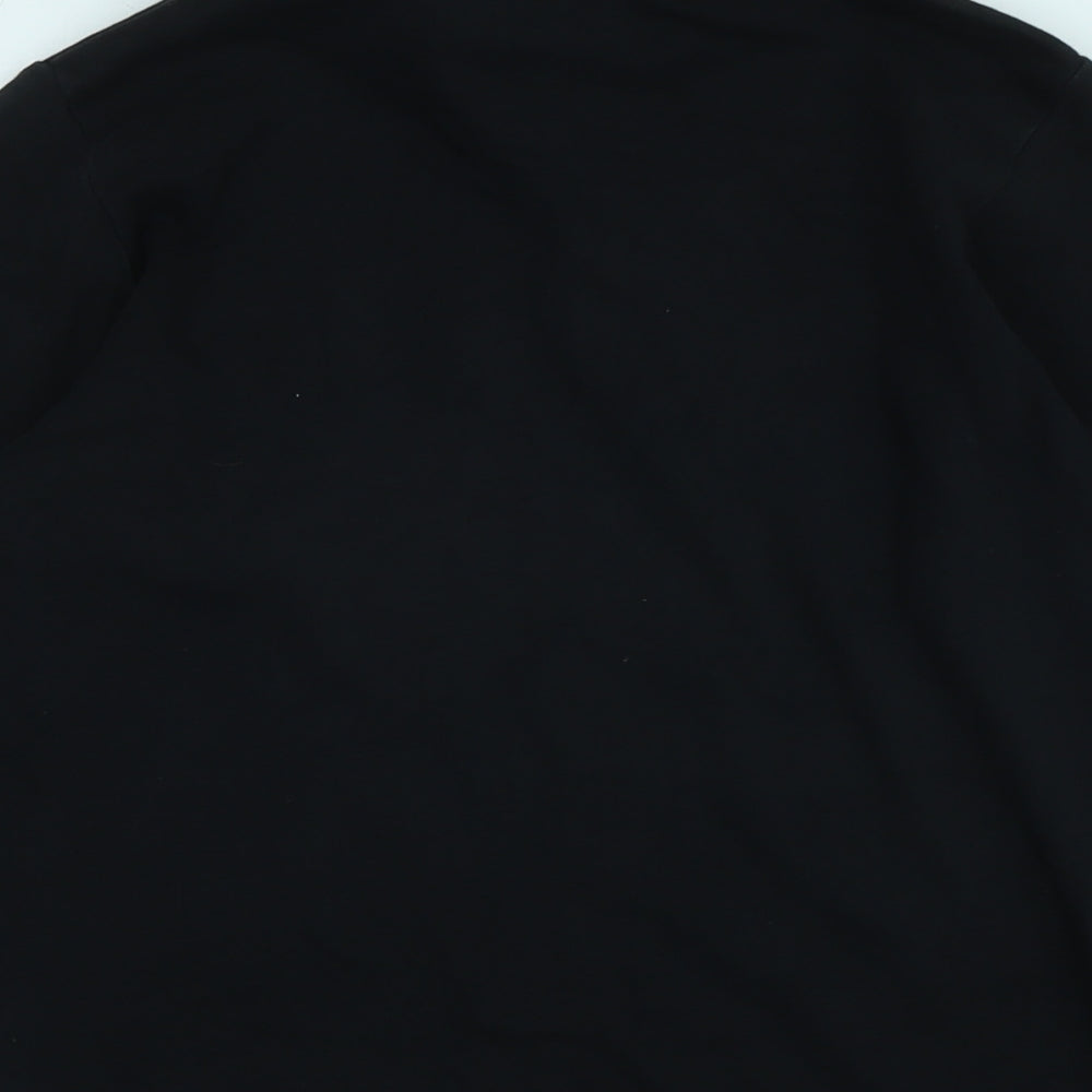 isle Womens Black High Neck Cotton Pullover Jumper Size S - Logo