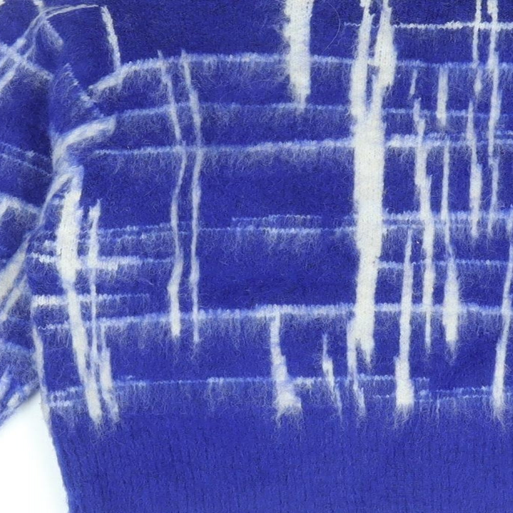 Warehouse Womens Blue Geometric Jacket Size M Zip