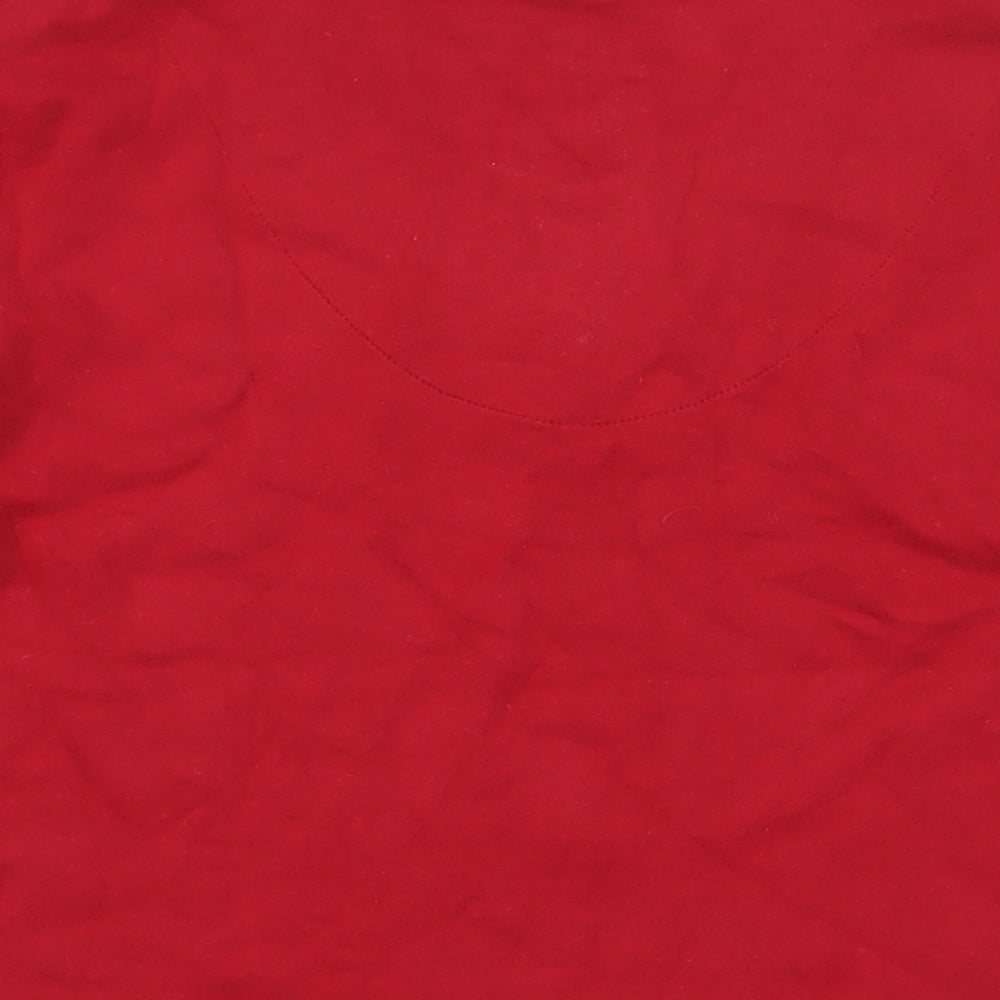 DASH Womens Red Cotton Basic Blouse Size 12 V-Neck - Beaded Neckline