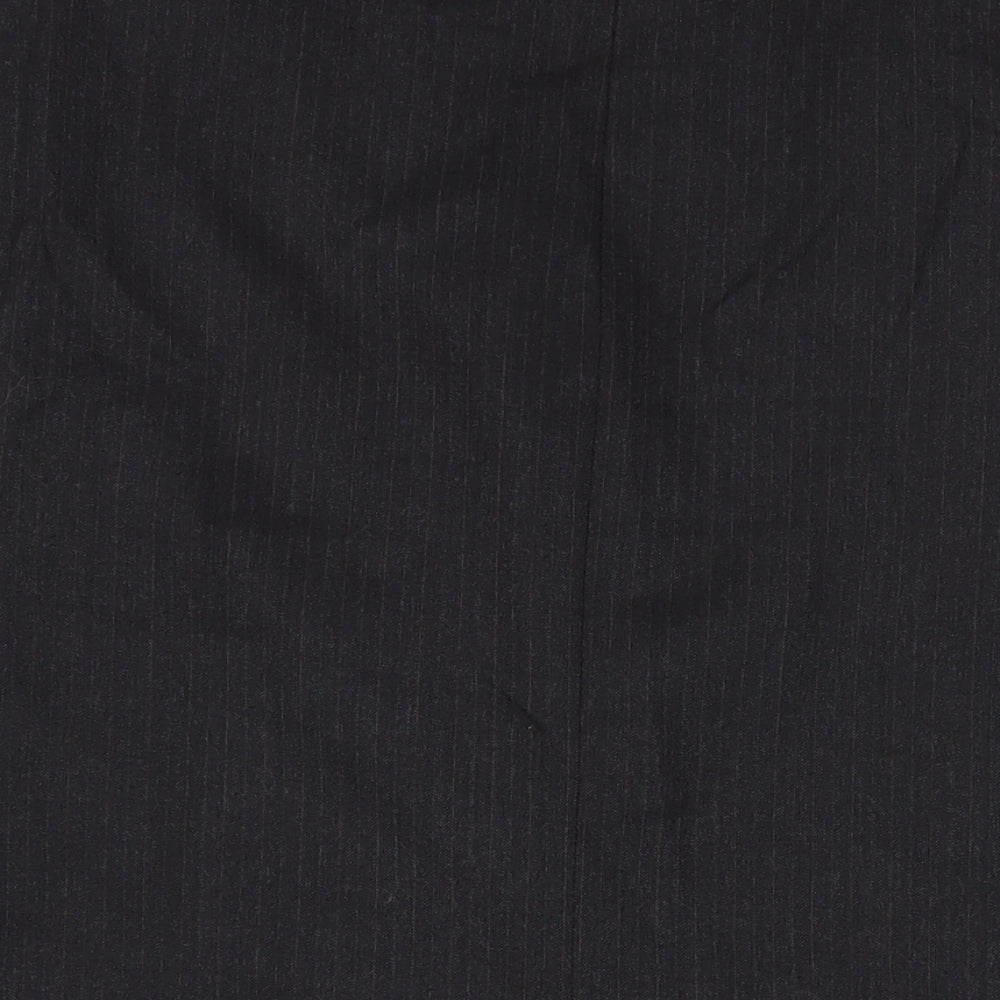 Label Mens Black Striped Wool Jacket Suit Jacket Size 44 Regular