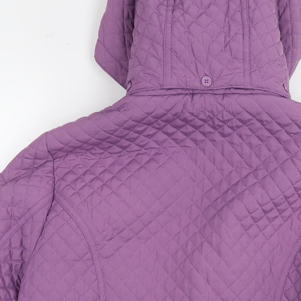 EWM Womens Purple Quilted Coat Size 14 Zip