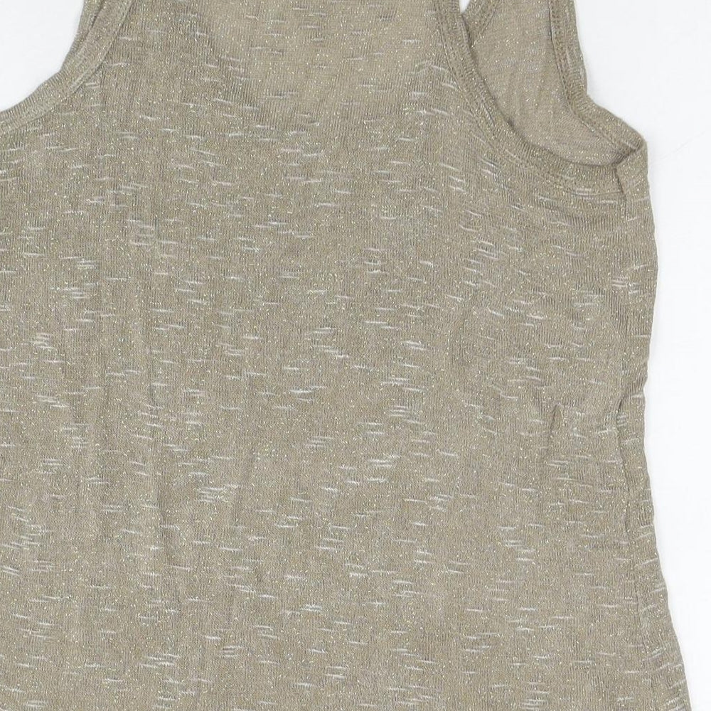 Pako Litto Womens Beige Viscose Basic Tank Size M Round Neck
