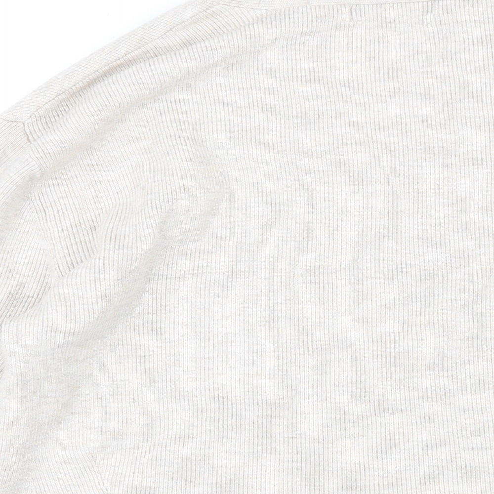 Marks & Spencer Womens Beige V-Neck Viscose Pullover Jumper Size M