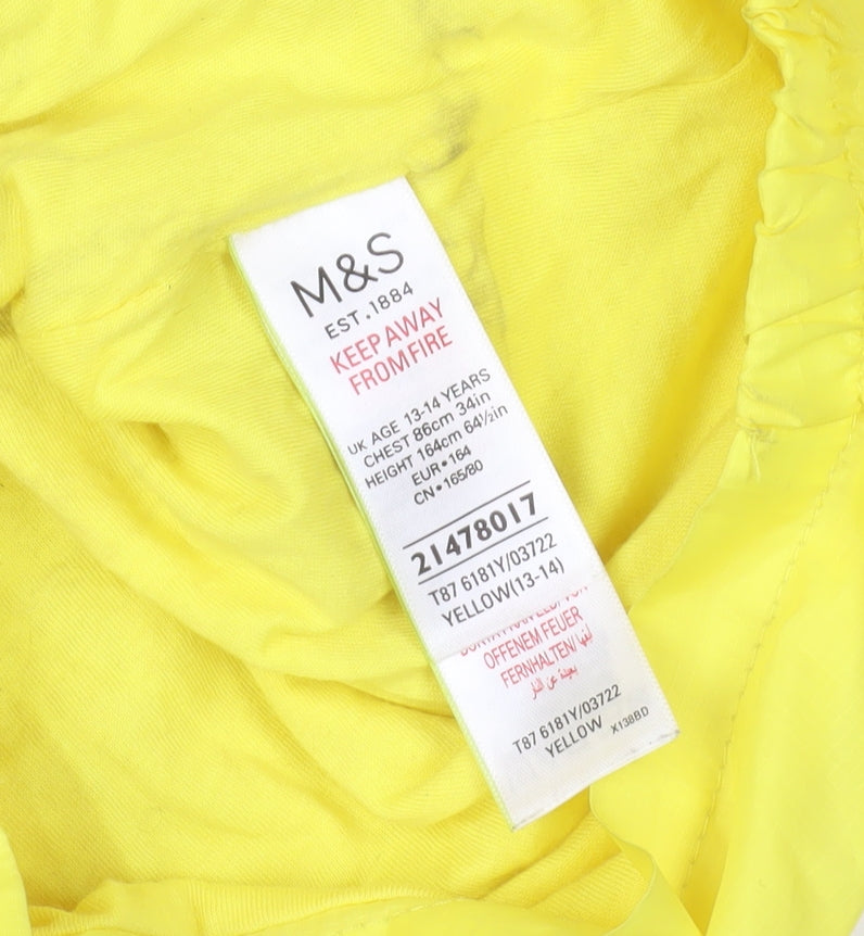 Brand and care label for Yellow Marks & Spencer Hooded Windbreaker Jacket 13-14