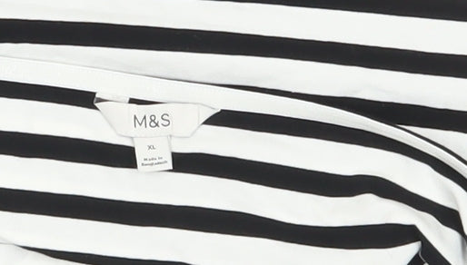 Marks & Spencer Striped Strapless Tank Black White XL