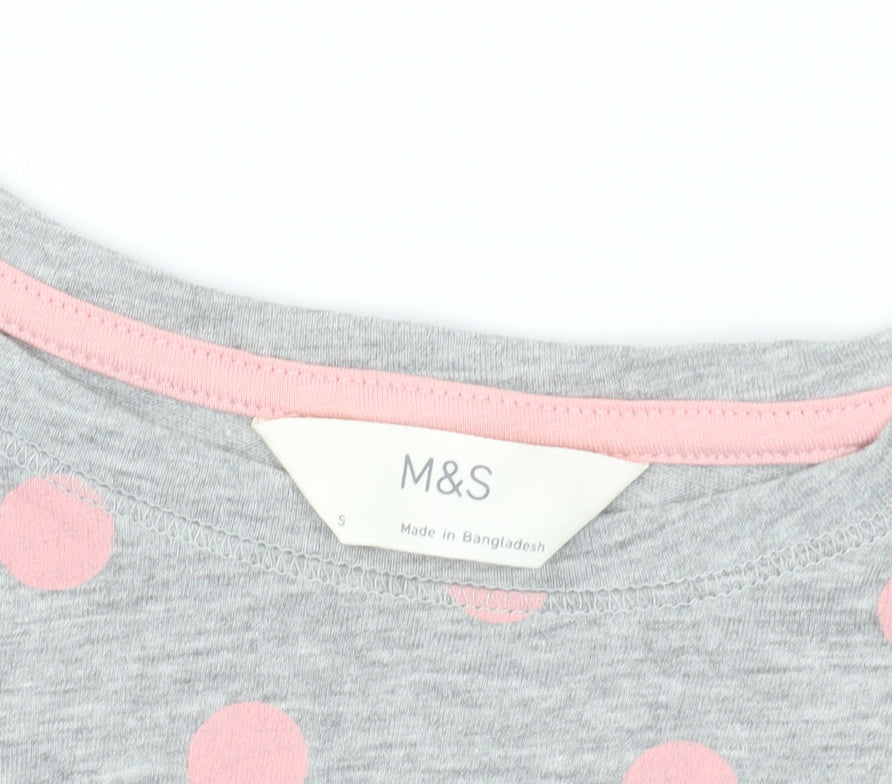 Marks & Spencer Grey Polka Dot T-Shirt - Size S