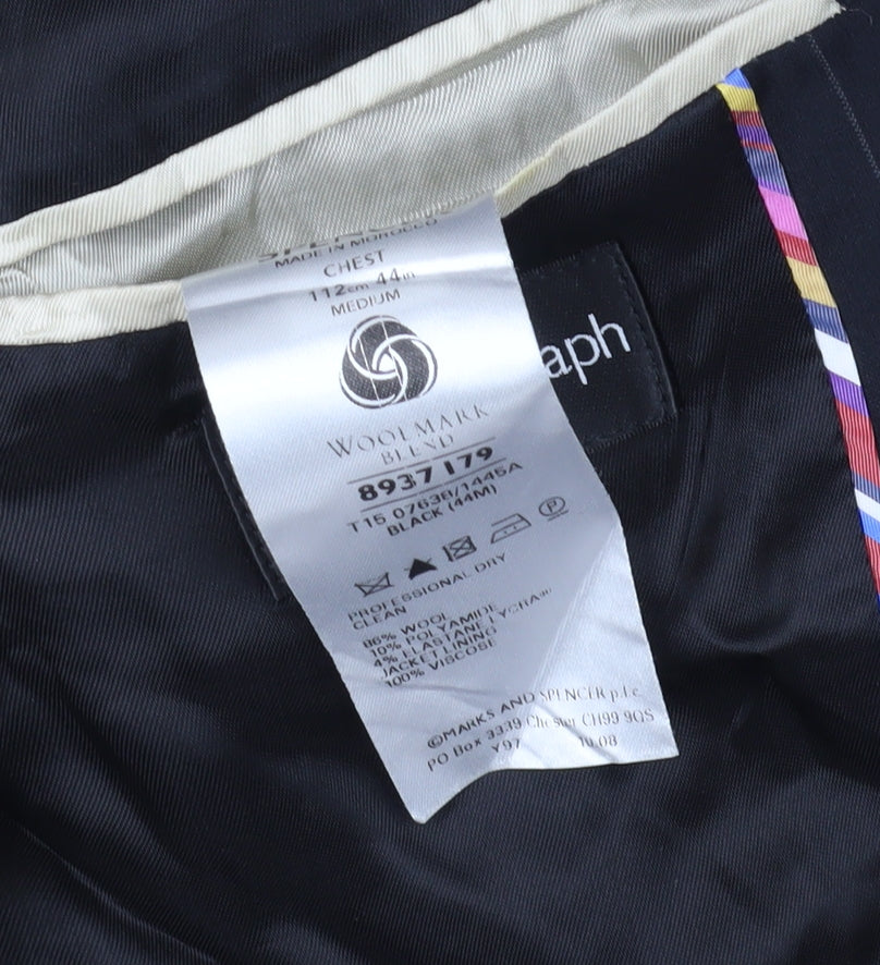 Marks & Spencer Autograph Black Striped Blazer, M (Chest 44)