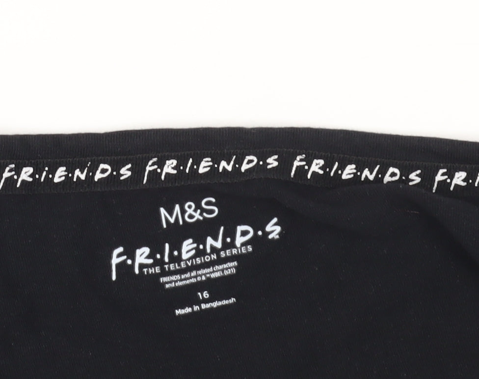 Marks & Spencer Black Friends T-Shirt Size 16