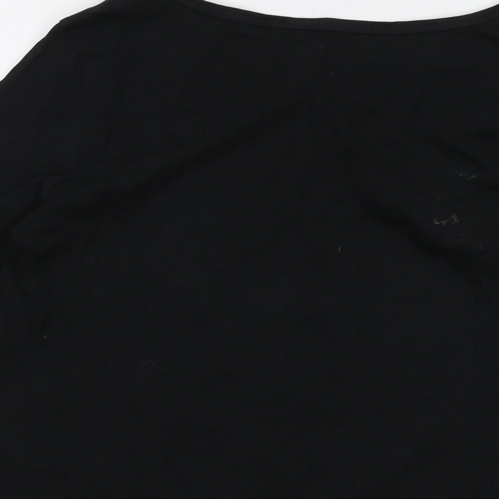 Esprit Womens Black Cotton Basic T-Shirt Size XL Round Neck