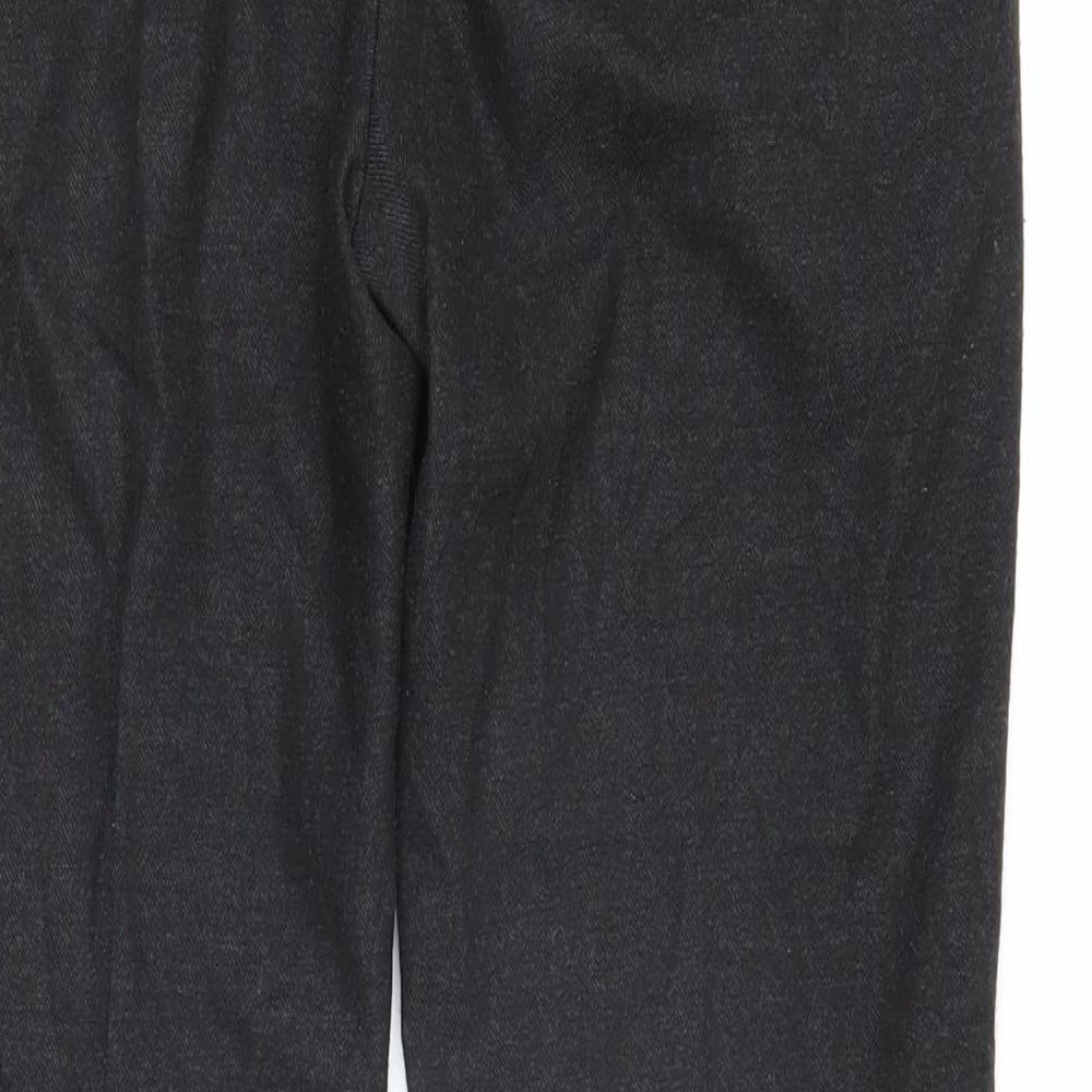 Zara Womens Grey Herringbone Polyester Trousers Size 38 L27 in Regular Zip