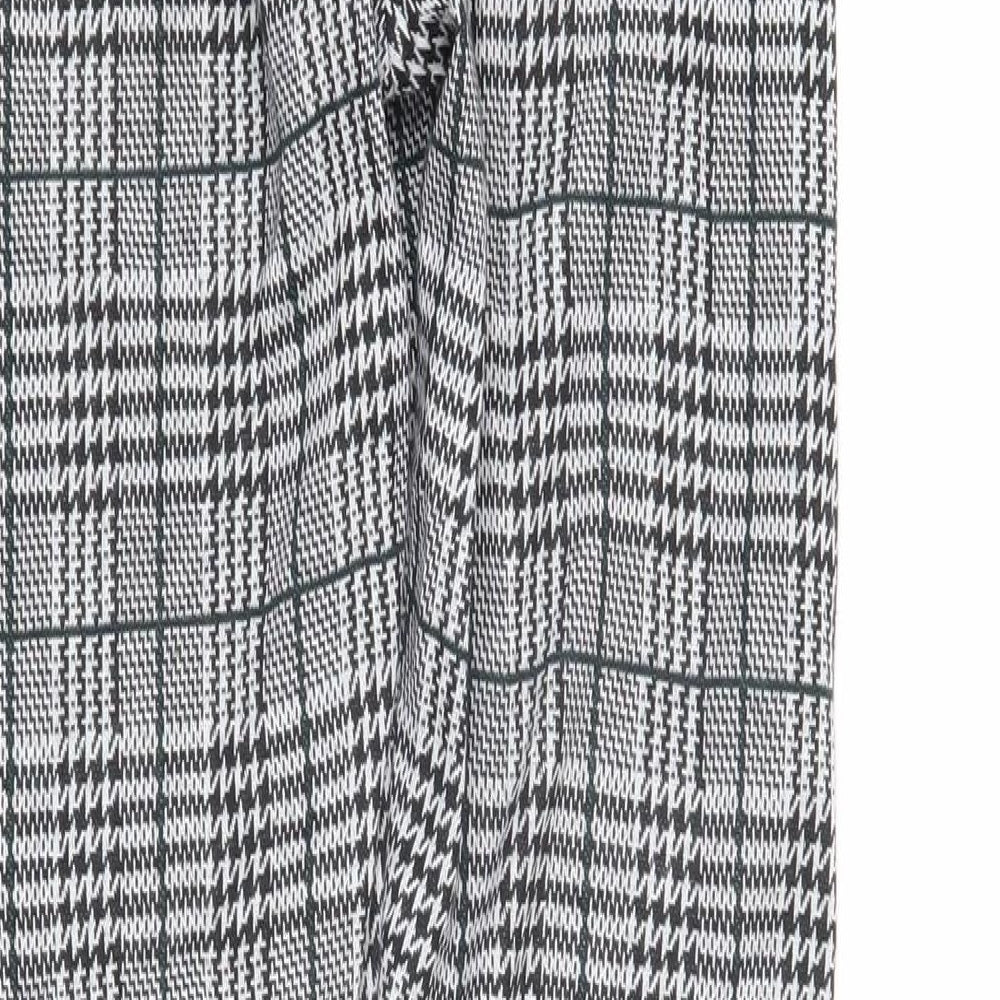 Boohoo Womens Black Check Polyester Trousers Size S L29 in Regular - Elasticated waist