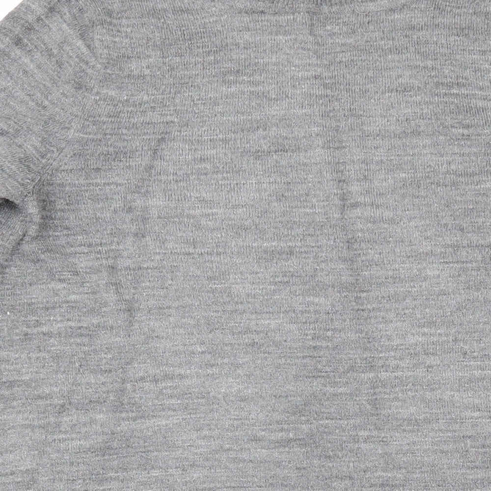 H&M Womens Grey Boat Neck Acrylic Pullover Jumper Size S