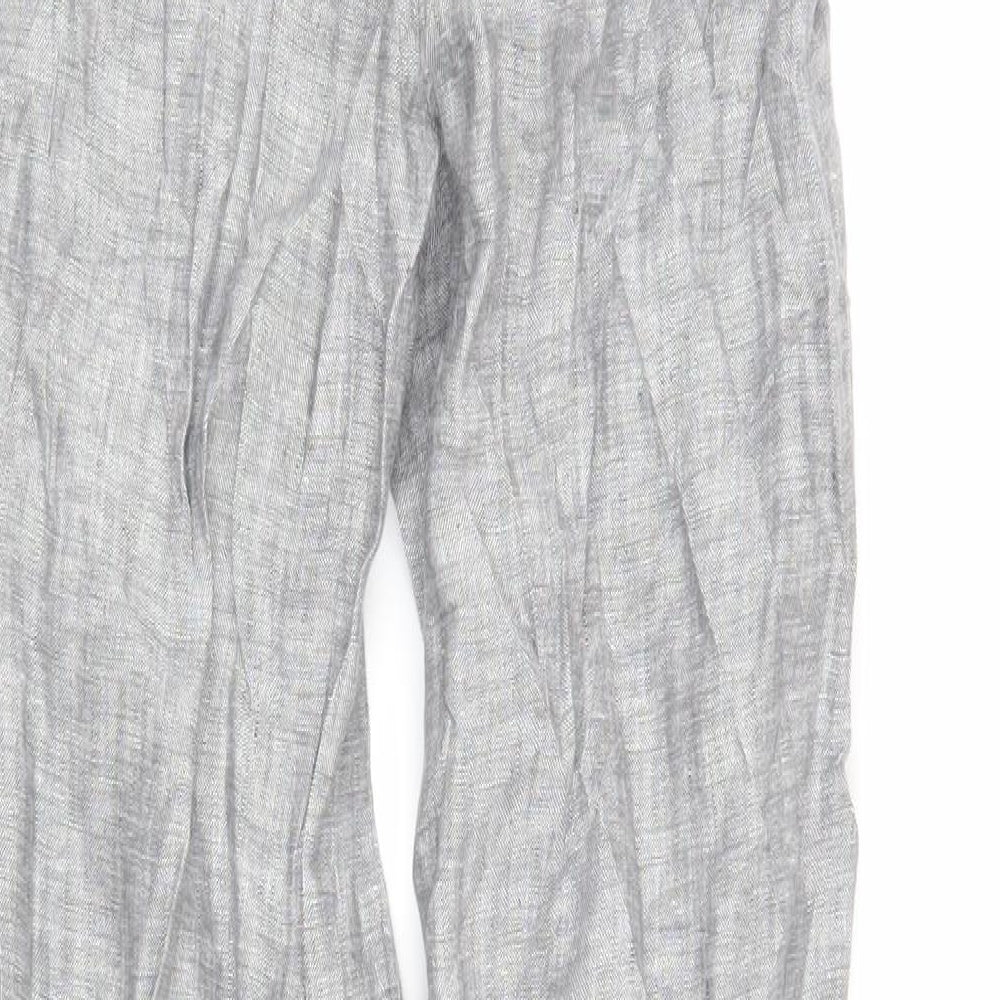 Marks & Spencer Womens Grey Flax Trousers Size 6 L26 in Regular Zip