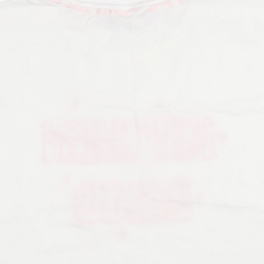 New Look Womens White 100% Cotton Basic T-Shirt Size S Scoop Neck - Kitchen Disco