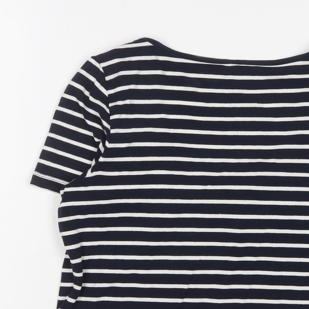 Seraphine Womens Blue Striped Viscose Basic T-Shirt Size XS V-Neck