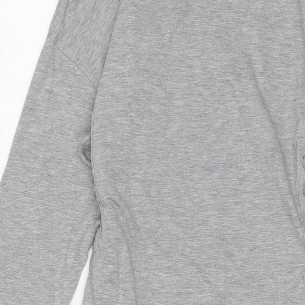 Topshop Womens Grey Cotton A-Line Size 10 Crew Neck Pullover - Tie sides