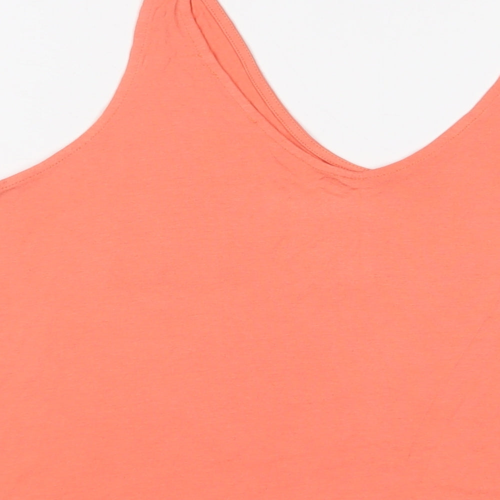 Warehouse Womens Orange Viscose Basic Tank Size 12 V-Neck