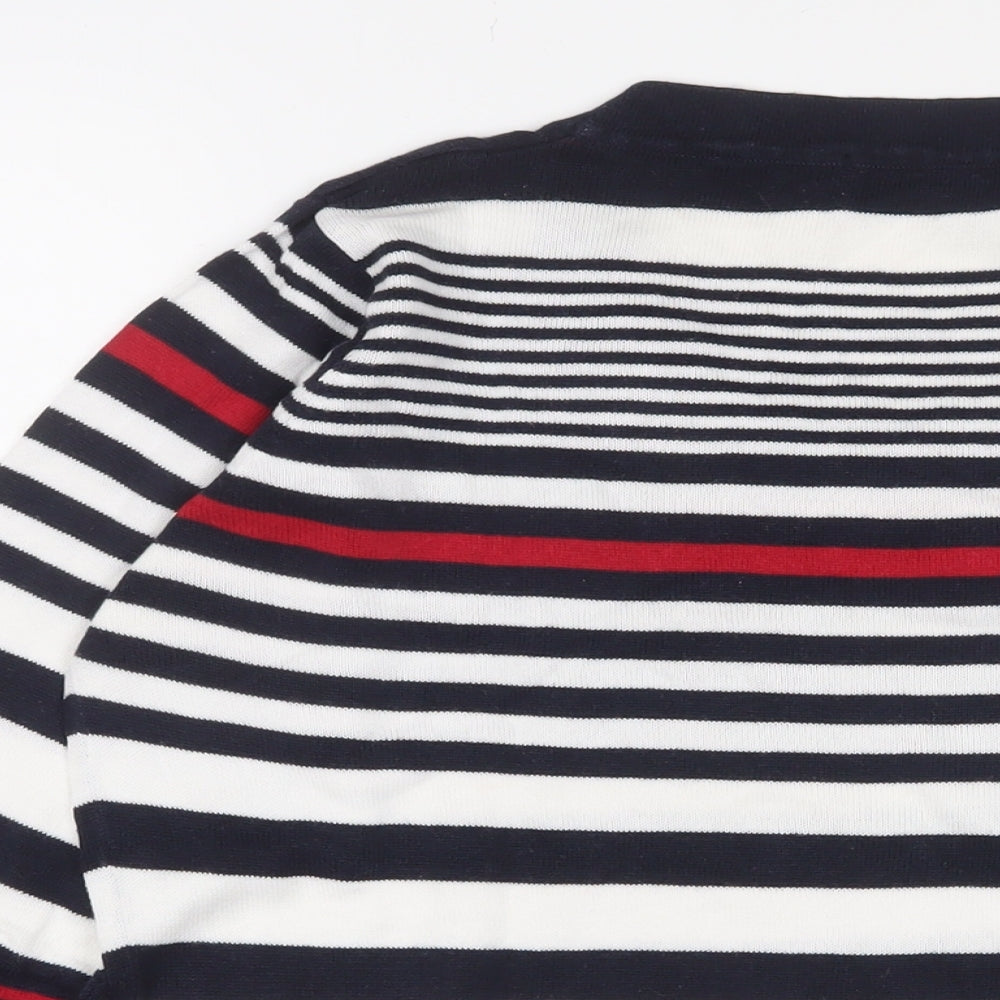 EWM Womens Multicoloured Scoop Neck Striped Cotton Pullover Jumper Size M - Buttons