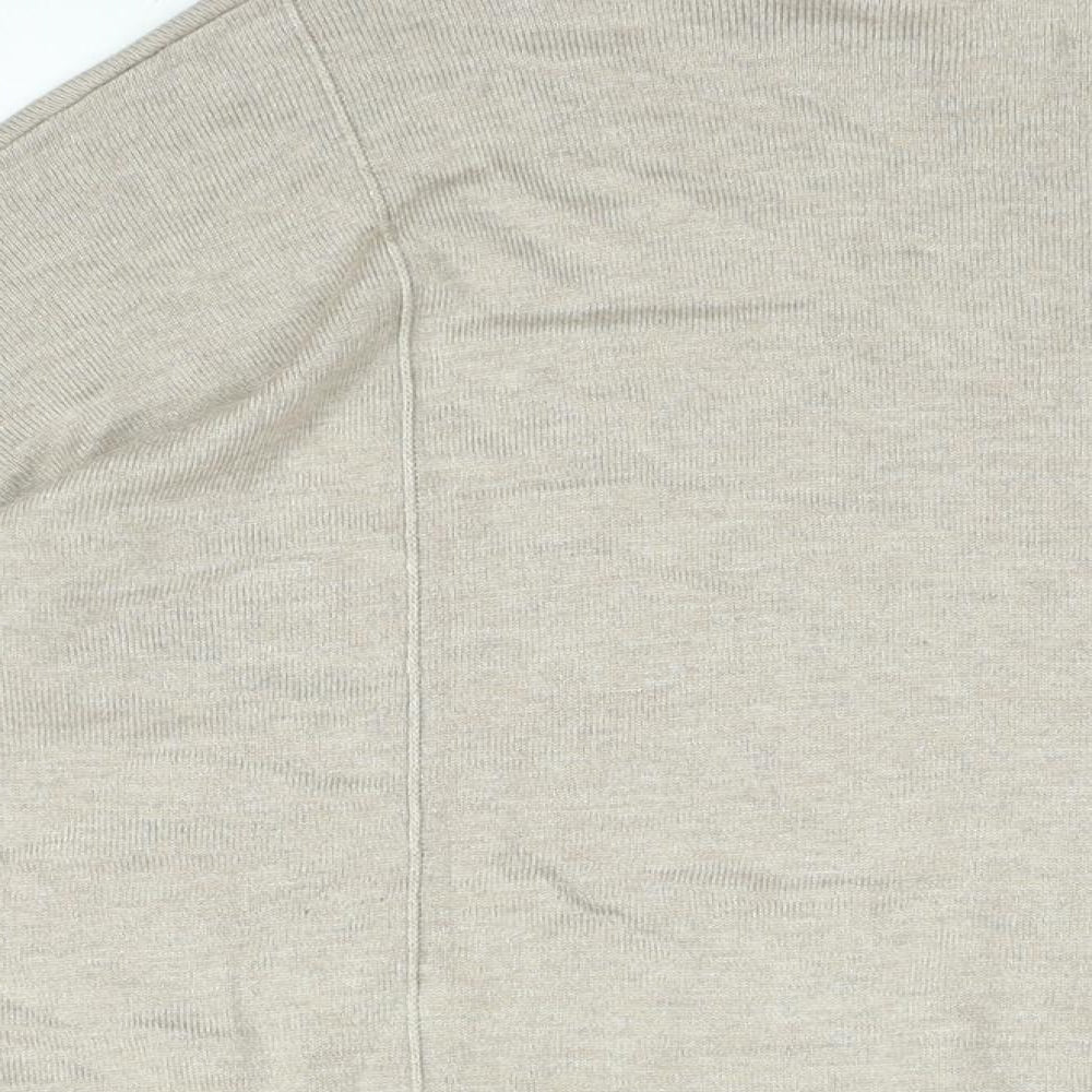 Gray & Willow Womens Beige Viscose Basic T-Shirt Size M Round Neck