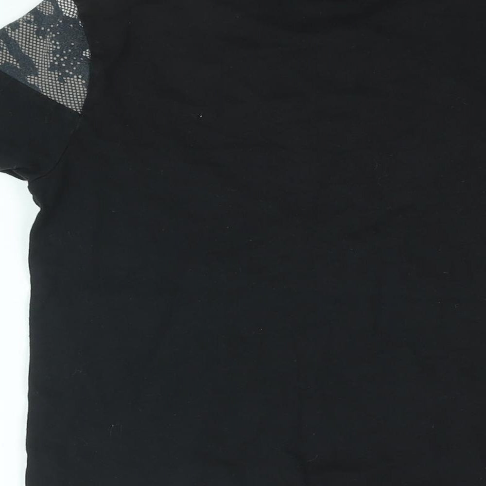 Next Boys Black Geometric Cotton Basic T-Shirt Size 10 Years Round Neck Pullover - NLTD