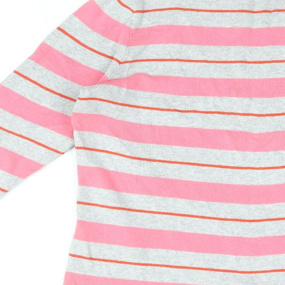 Oasis Womens Grey Striped Cotton Basic T-Shirt Size XS Round Neck