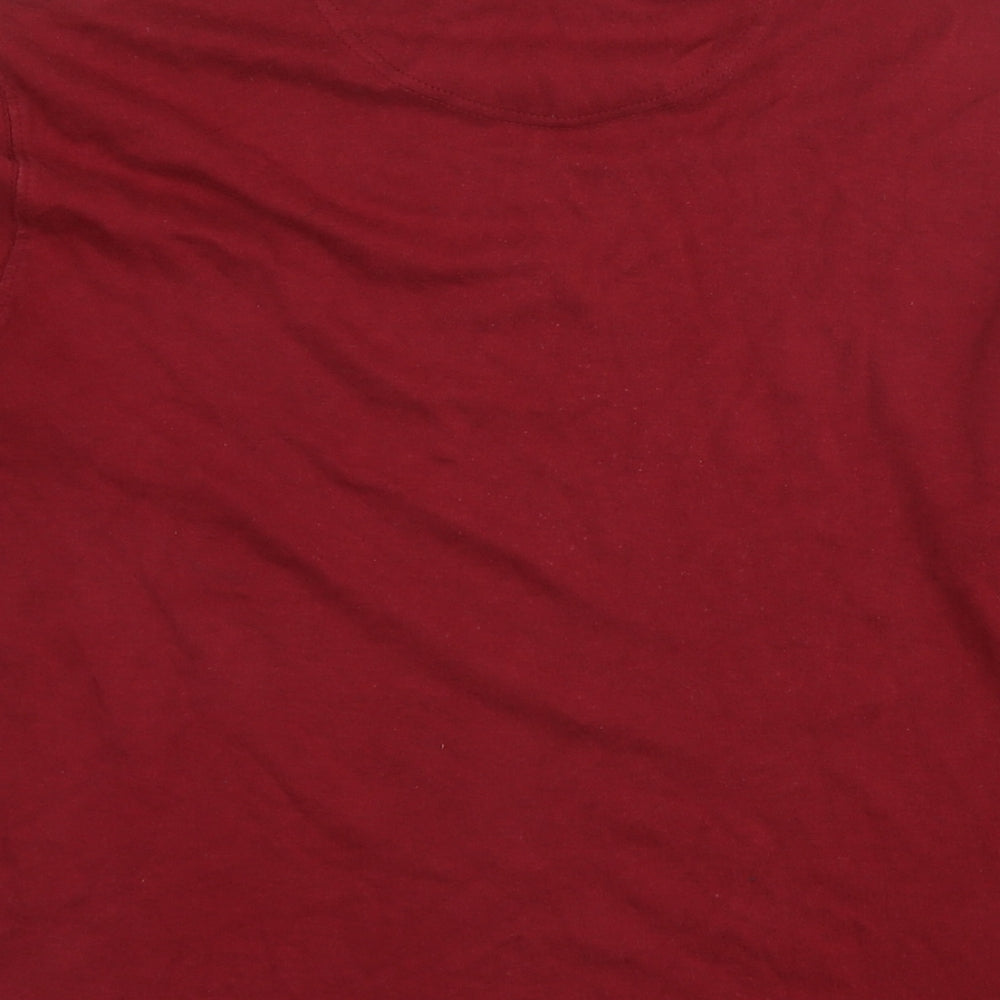 One Valley Womens Red Cotton Basic T-Shirt Size S Roll Neck