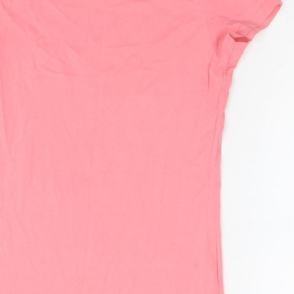 Esprit Womens Pink Cotton Basic T-Shirt Size 2XS Round Neck - Bow