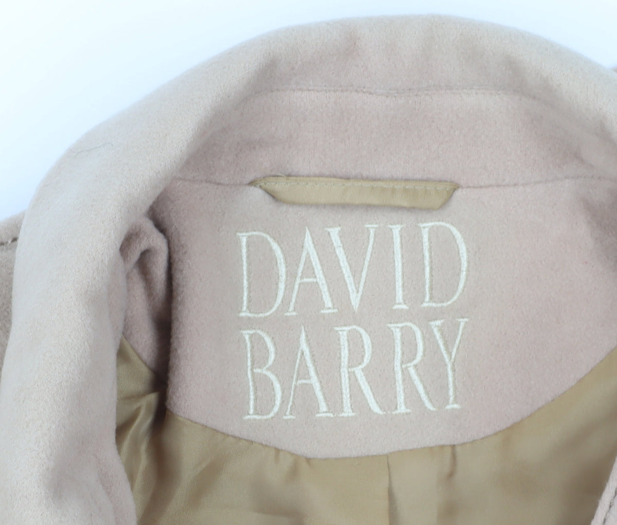 David Barry Beige Wool Blend Overcoat Size 18